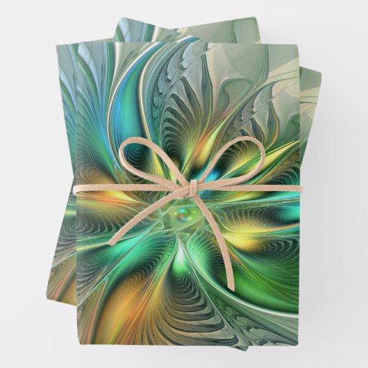 Farbenfrohe Fantasie Moderne Abstrakte Blume Frakt Geschenkpapier Set (Beispiel)