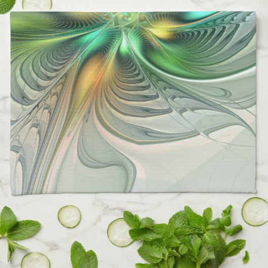 Farbenfrohe Fantasie Moderne Abstrakte Blume Frakt Geschirrtuch (Gefaltet)