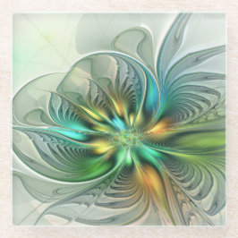 Farbenfrohe Fantasie Moderne Abstrakte Blume Frakt Glasuntersetzer