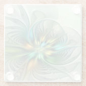 Farbenfrohe Fantasie Moderne Abstrakte Blume Frakt Glasuntersetzer (Rückseite)