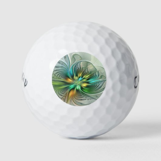 Farbenfrohe Fantasie Moderne Abstrakte Blume Frakt Golfball (Vorderseite)