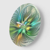 Farbenfrohe Fantasie Moderne Abstrakte Blume Frakt Große Wanduhr (Winkel)