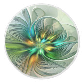 Farbenfrohe Fantasie Moderne Abstrakte Blume Frakt Keramikknauf (Vorderseite)