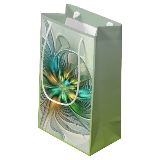 Farbenfrohe Fantasie Moderne Abstrakte Blume Frakt Kleine Geschenktüte (Rückseite Schrägansicht)