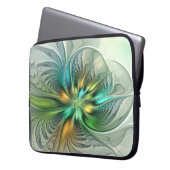 Farbenfrohe Fantasie Moderne Abstrakte Blume Frakt Laptopschutzhülle (Vorderseite Links)