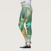 Farbenfrohe Fantasie Moderne Abstrakte Blume Frakt Leggings (Links)