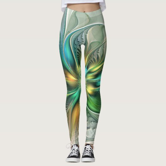 Farbenfrohe Fantasie Moderne Abstrakte Blume Frakt Leggings (Vorderseite)