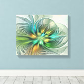 Farbenfrohe Fantasie Moderne Abstrakte Blume Frakt Leinwanddruck (Insitu (Holzboden))