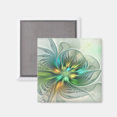 Farbenfrohe Fantasie Moderne Abstrakte Blume Frakt Magnet (Vorderseite/Rückseite)