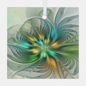 Farbenfrohe Fantasie Moderne Abstrakte Blume Frakt Ornament Aus Glas (Rückseite)