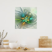 Farbenfrohe Fantasie Moderne Abstrakte Blume Frakt Poster (Küche)