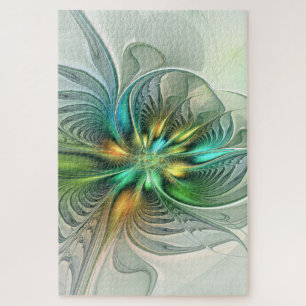 Farbenfrohe Fantasie Moderne Abstrakte Blume Frakt Puzzle