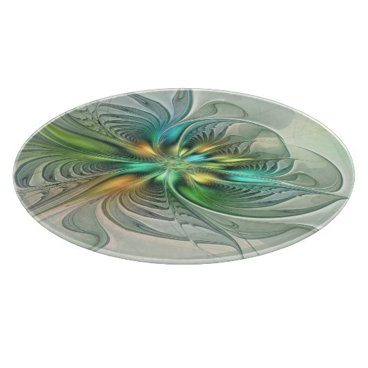 Farbenfrohe Fantasie Moderne Abstrakte Blume Frakt Schneidebrett (Ecke)