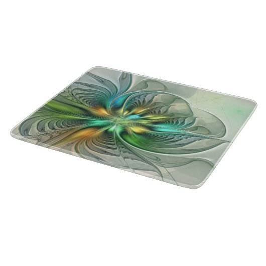 Farbenfrohe Fantasie Moderne Abstrakte Blume Frakt Schneidebrett (Ecke)