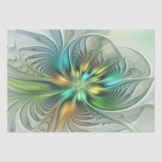 Farbenfrohe Fantasie Moderne Abstrakte Blume Frakt Seidenpapier (Vorderseite)