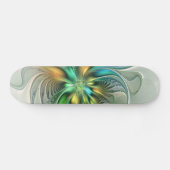 Farbenfrohe Fantasie Moderne Abstrakte Blume Frakt Skateboard (Horizontal)