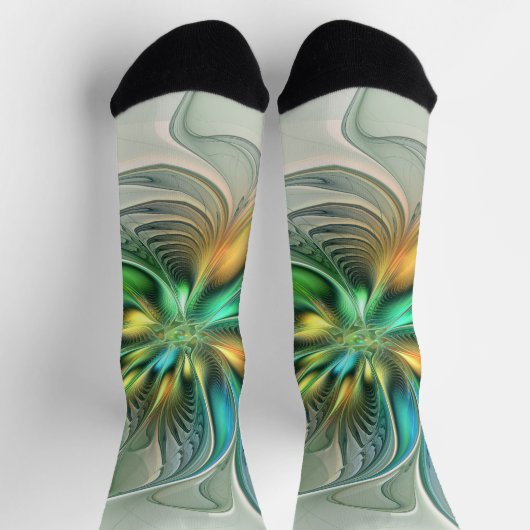 Farbenfrohe Fantasie Moderne Abstrakte Blume Frakt Socken (Oben)