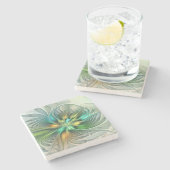 Farbenfrohe Fantasie Moderne Abstrakte Blume Frakt Steinuntersetzer (Seitenansicht)