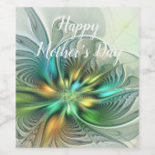 Farbenfrohe Fantasie Moderne Abstrakte Blume Frakt Weinetikett (Einzelnes Label)