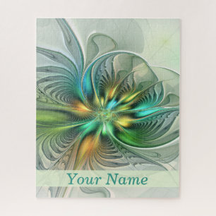 Farbenfrohe Fantasie Moderne Abstrakte Kunst Blume Puzzle