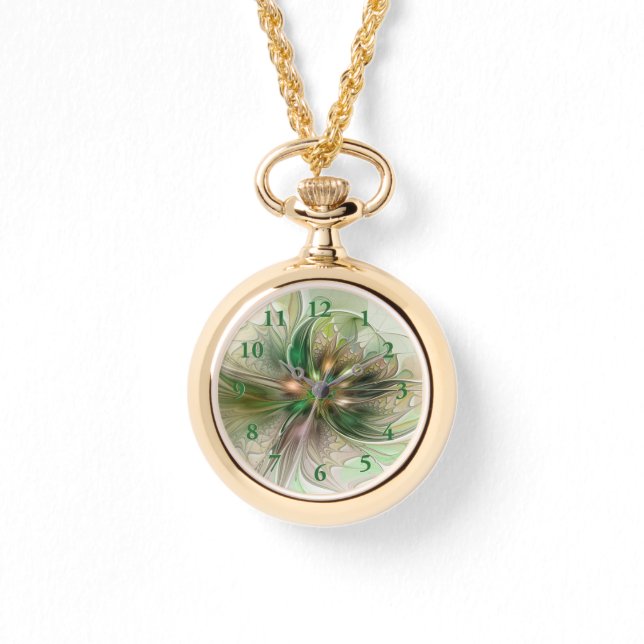 Farbenfrohe Fantasie Modernes Abstraktes Fraktal B Armbanduhr (Vorderseite)