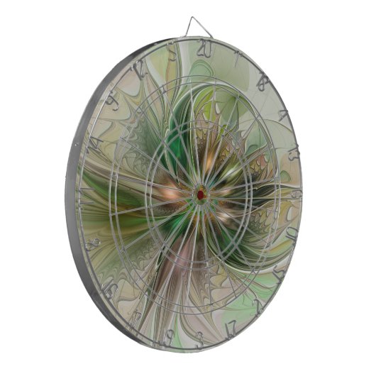 Farbenfrohe Fantasie Modernes Abstraktes Fraktal B Dartscheibe (Vorderseite Links)