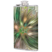 Farbenfrohe Fantasie Modernes Abstraktes Fraktal B Flachmann (Links)