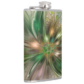 Farbenfrohe Fantasie Modernes Abstraktes Fraktal B Flachmann (Rechts)