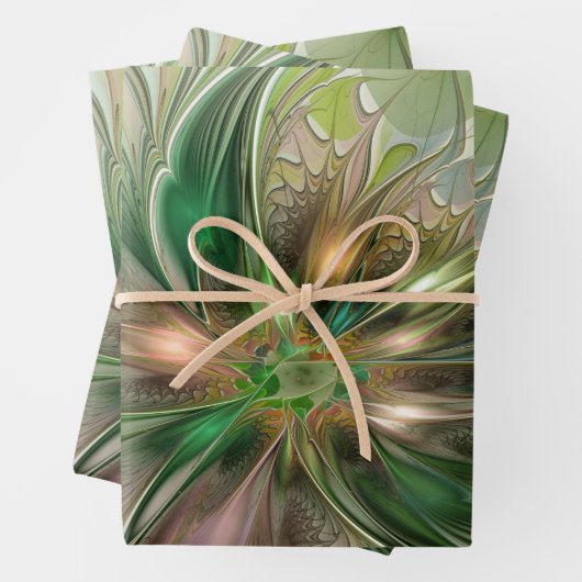 Farbenfrohe Fantasie Modernes Abstraktes Fraktal B Geschenkpapier Set (Beispiel)