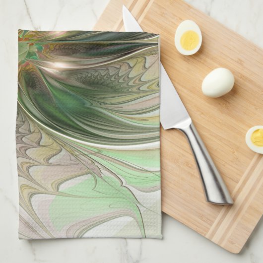 Farbenfrohe Fantasie Modernes Abstraktes Fraktal B Geschirrtuch (Viertel Falte)