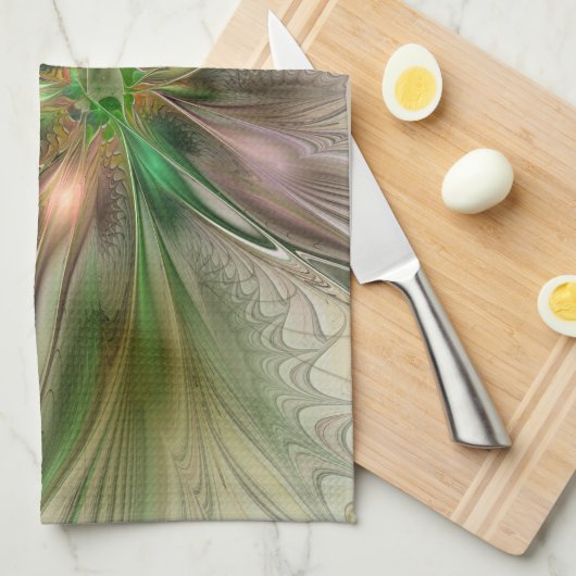 Farbenfrohe Fantasie Modernes Abstraktes Fraktal B Geschirrtuch (Viertel Falte)