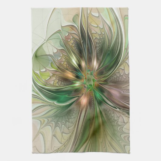 Farbenfrohe Fantasie Modernes Abstraktes Fraktal B Geschirrtuch (Vertikal)