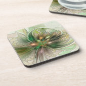 Farbenfrohe Fantasie Modernes Abstraktes Fraktal B Getränkeuntersetzer (Linke Seite)