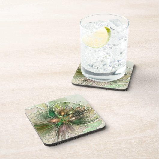 Farbenfrohe Fantasie Modernes Abstraktes Fraktal B Getränkeuntersetzer (Rechte Seite)