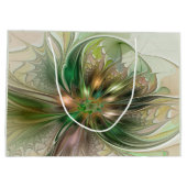 Farbenfrohe Fantasie Modernes Abstraktes Fraktal B Große Geschenktüte (Rückseite)