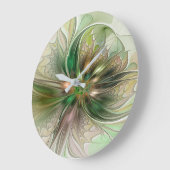 Farbenfrohe Fantasie Modernes Abstraktes Fraktal B Große Wanduhr (Winkel)