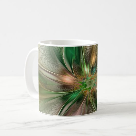 Farbenfrohe Fantasie Modernes Abstraktes Fraktal B Kaffeetasse (Vorderseite Links)