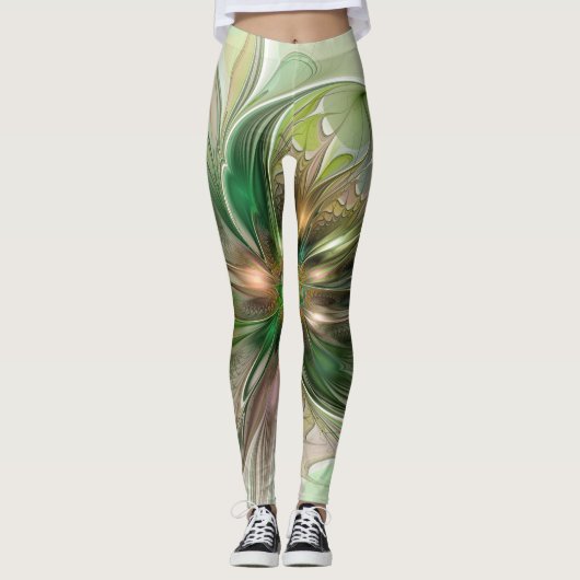 Farbenfrohe Fantasie Modernes Abstraktes Fraktal B Leggings (Vorderseite)