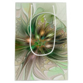 Farbenfrohe Fantasie Modernes Abstraktes Fraktal B Mittlere Geschenktüte (Rückseite)