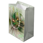 Farbenfrohe Fantasie Modernes Abstraktes Fraktal B Mittlere Geschenktüte (Rückseite Schrägansicht)