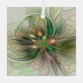 Farbenfrohe Fantasie Modernes Abstraktes Fraktal B Ornament Aus Glas (Rückseite)