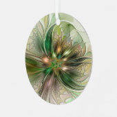 Farbenfrohe Fantasie Modernes Abstraktes Fraktal B Ornament Aus Metall (Vorderseite links)