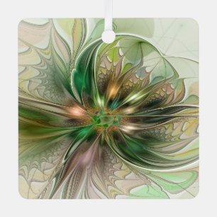 Farbenfrohe Fantasie Modernes Abstraktes Fraktal B Ornament Aus Metall