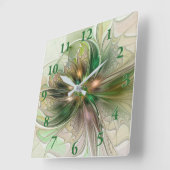 Farbenfrohe Fantasie Modernes Abstraktes Fraktal B Quadratische Wanduhr (Winkel)