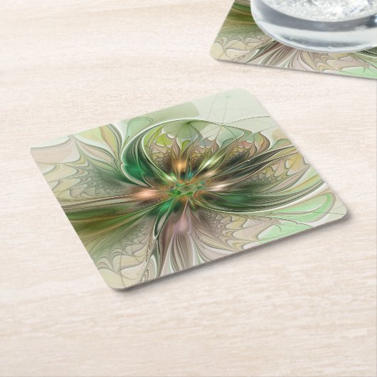 Farbenfrohe Fantasie Modernes Abstraktes Fraktal B Rechteckiger Pappuntersetzer (angewinkelt)