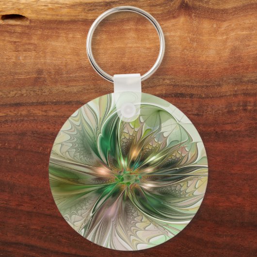 Farbenfrohe Fantasie Modernes Abstraktes Fraktal B Schlüsselanhänger (Rückseite)