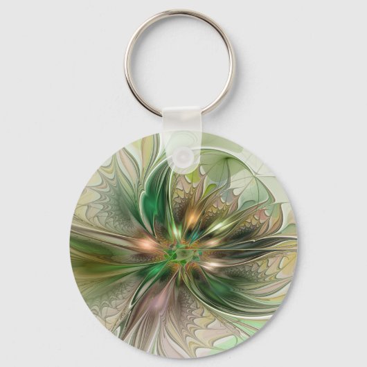 Farbenfrohe Fantasie Modernes Abstraktes Fraktal B Schlüsselanhänger (Rückseite)