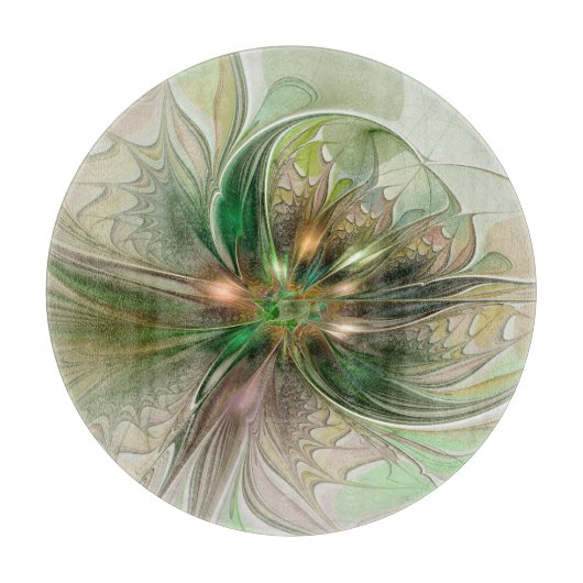 Farbenfrohe Fantasie Modernes Abstraktes Fraktal B Schneidebrett (Vorderseite)