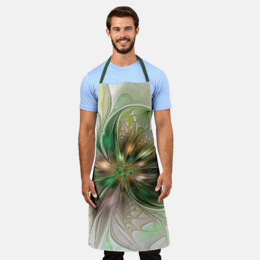 Farbenfrohe Fantasie Modernes Abstraktes Fraktal B Schürze (Getragen)