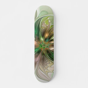 Farbenfrohe Fantasie Modernes Abstraktes Fraktal B Skateboard